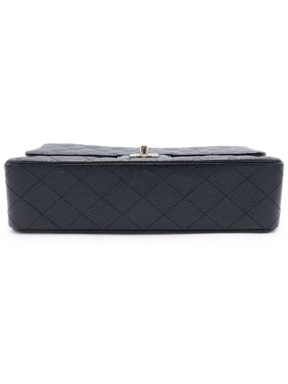 Chanel Quilted 25 Double Flap Chain Shoulder Bag Caviar Leather Black